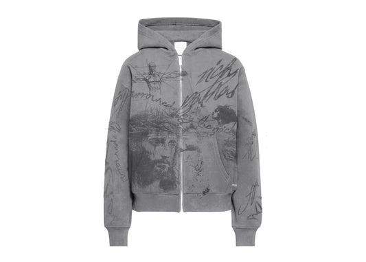 Grey Graffiti Wall Zip Up